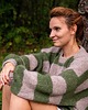 swetry damskie Sweter w paski, zielony sweter, sweter z alpaki 1
