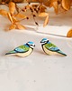 kolczyki z masy plastycznej Kolczyki sztyfty sikorka modra modraszka ptaszki, boho wiosenne na prezent 3