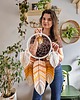 łapacze snów Łapacz snów karmelowy, makrama plecione liście, piórka w stylu boho 2