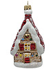bombki Ręcznie malowana bombka szklana świąteczny domek z czerwonym dachem 2