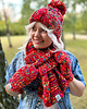 czapki damskie Czapka MERINO 50% z dużym pomponem EUFORIA ,,Czerwienie" 7