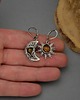 kolczyki wire wrapping Asymetryczne kolczyki księżyc i słońce tygrysie oko wire wrapping 4