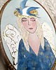 komunia - pozostałe Obrazek anioł z jaskółką, pamiątka I Komunii 1