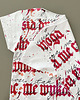 t-shirt damskie Kaligrafia czerwona fullprint Biały Oversize 4
