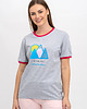 t-shirt damskie T SHIRT DAMSKI w szare paski z nadrukiem 1
