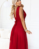 sukienki maxi damskie 687-2 Elegancka sukienka maxi z kopertowym dekoltem - bordo jasne 8