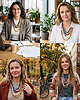 naszyjniki - inne Pleciony Naszyjnik Boho z Włóczki i Drewnianych Koralików - 7247 2