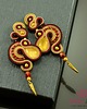 kolczyki soutache Złoto, bordo i brąz - ekstrawaganckie kolczyki sutasz 3