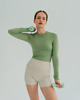 bluzki z długim rękawem damskie Longsleeve do jogi damski VOGUE - pistachio green 1