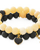 bransoletki z kamieni naturalnych Honey jade with black point & heart penadant. 1