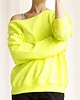 bluza bez kaptura damska Bluza fluo żółta z szerokim dekoltem 1