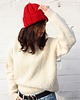 czapki damskie Czapka beanie handmade karmazyn 1