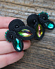 kolczyki soutache Czerń i zieleń - kolczyki sutasz 3