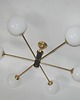 lampy wiszące Żyrandol Stilnovo style lata 60. Mosiądz, szkło i metal 6x E14 Vintage 5