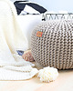 pufy do siedzenia Pufa beżowa bawełniana okrągła handmade 3