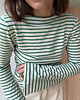 bluzki z długim rękawem damskie Longsleeve Sense green stripes bawełna 4