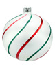 bombki Bombki okrągłe: biała satyna z czerwono-zielonym brokatem 2