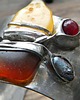 bransoletki wire wrapping Dwa bursztyny  -  bransoleta mankiet CUFF 1