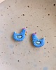 kolczyki z masy plastycznej Kolczyki sztyfty kurki ptaszki, kolorowe niebieskie, rustykalne, wiejskie 1
