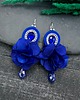 kolczyki soutache Kolczyki sutasz srebrno chabrowe z kwiatami Bloom 2