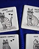podkładki do kuchni Kafle ręcznie malowane- podkładki ceramiczne koty 2