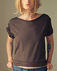 t-shirt damskie Brązowy Zgaszony Oversize Bez Nadruku 3