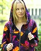 bluza z kapturem damska Bluza Long Back fioletowy liść 3