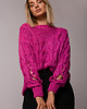 swetry damskie  Sweter z dziurami na rękawach-fuksja(M-539) 5