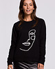 bluza bez kaptura damska Bluza z nadrukiem-czarna(B-167) 1
