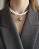 Biżuteria ślubna Choker z onyksa białego i dużej szarej perły barokowej - FULL 2