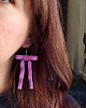 kolczyki z masy plastycznej Duże boho kokardy kolczyki lila 2