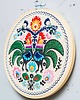 Ozdoby na ścianę Koguty łowickie - ecru, haft w tamborku 20 cm 6