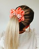 gumki do włosów Gumka jedwabna, scrunchie, frotka kwiatowa mgła jasnym łososiem MAXI 1