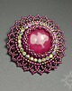 broszki Fleur magenta, broszka z jadeitem, beading, haft 3