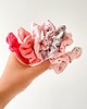 gumki do włosów Scrunchie gumka frotka wąska kleksy różowa 1