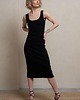 sukienki midi damskie Bawełniana prążkowana sukienka, CELINA DEEP BLACK 1