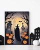 grafiki i ilustracje PLAKAT dekoracja Halloween wiedźma dynia kot 1