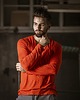 t-shirty męskie T-shirt z guzikami ORANGE długi rękaw 1