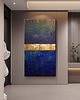 obrazy Obraz artystyczny 80x160cm w kolorach granatowy indygo złoto 1
