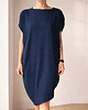 sukienki midi damskie Sukienka krótki rękaw asymetria Granatowa 1