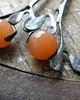 kolczyki wire wrapping mandarynkowe kulki  - sztyfty - gałązki 1