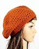 czapki damskie Retro beret  szydełkowy Rudy 1