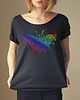 t-shirt damskie Mandala motyl tęcza Oversize Czarny 1