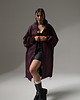płaszcze damskie Ocieplany płaszcz longline hoodie oversize burgund 3