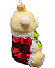 bombki Ręcznie malowana bombka szklana beżowy miś w czerwonym stroju 3