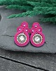 kolczyki soutache Kolczyki sutasz sztyfty małe srebrno różowe z kryształkami Gracia 1