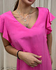 sukienki maxi damskie Wiskozowo-lniana sukienka Fucsia 1