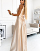 sukienki maxi damskie 299-8 CHIARA elegancka maxi długa satynowa suknia na ramiączkach - ZŁOTA 2
