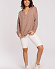 bluza bez kaptura damska Bluza z wycięciem w dekolcie-cappuccino(B225) 1