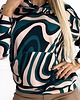 bluza z kapturem damska 390-5 Bluza kangurka z kapturem - zielono-beżowe fale 4